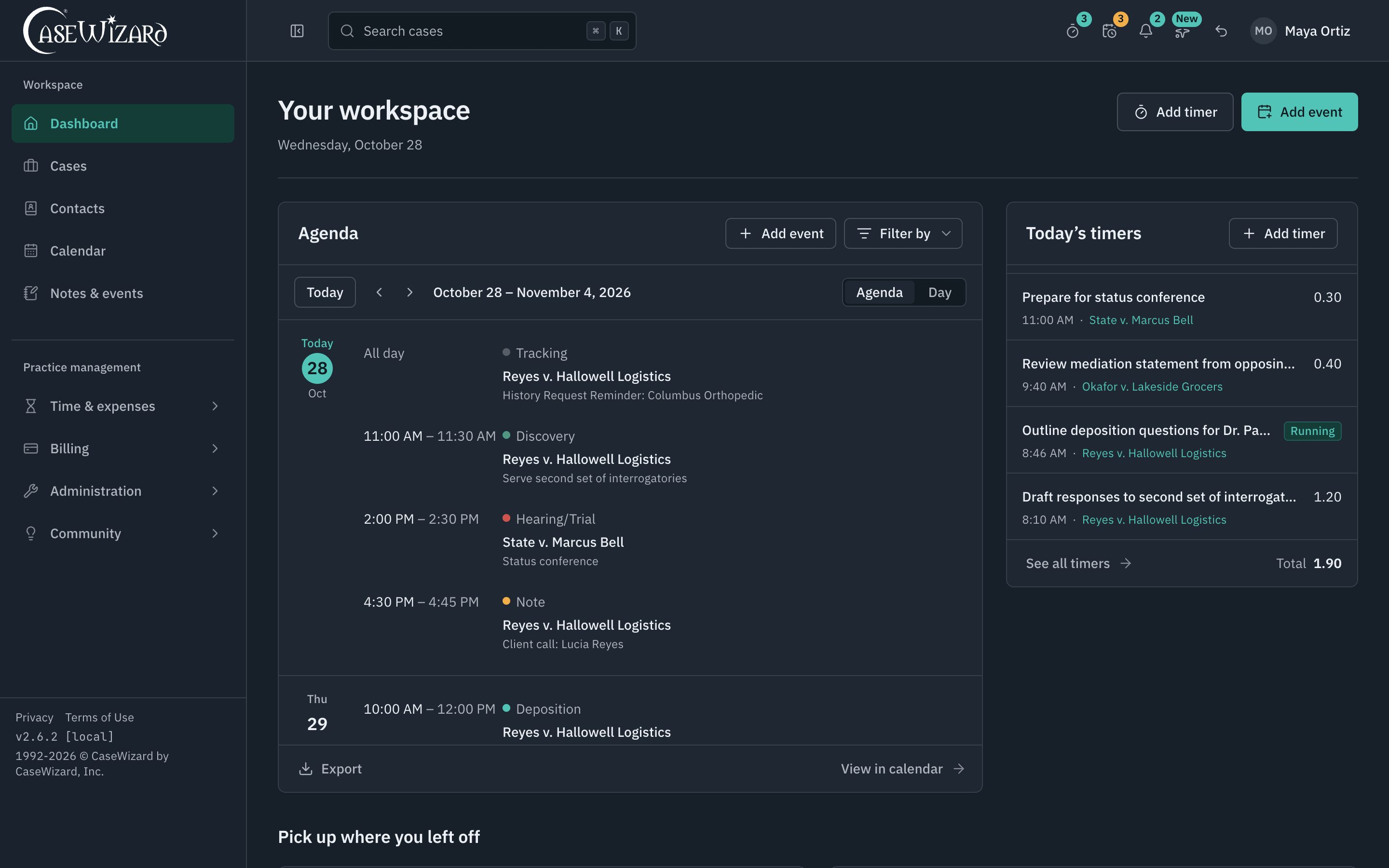 A preview of the redesigned CaseWizard dashboard, in early access