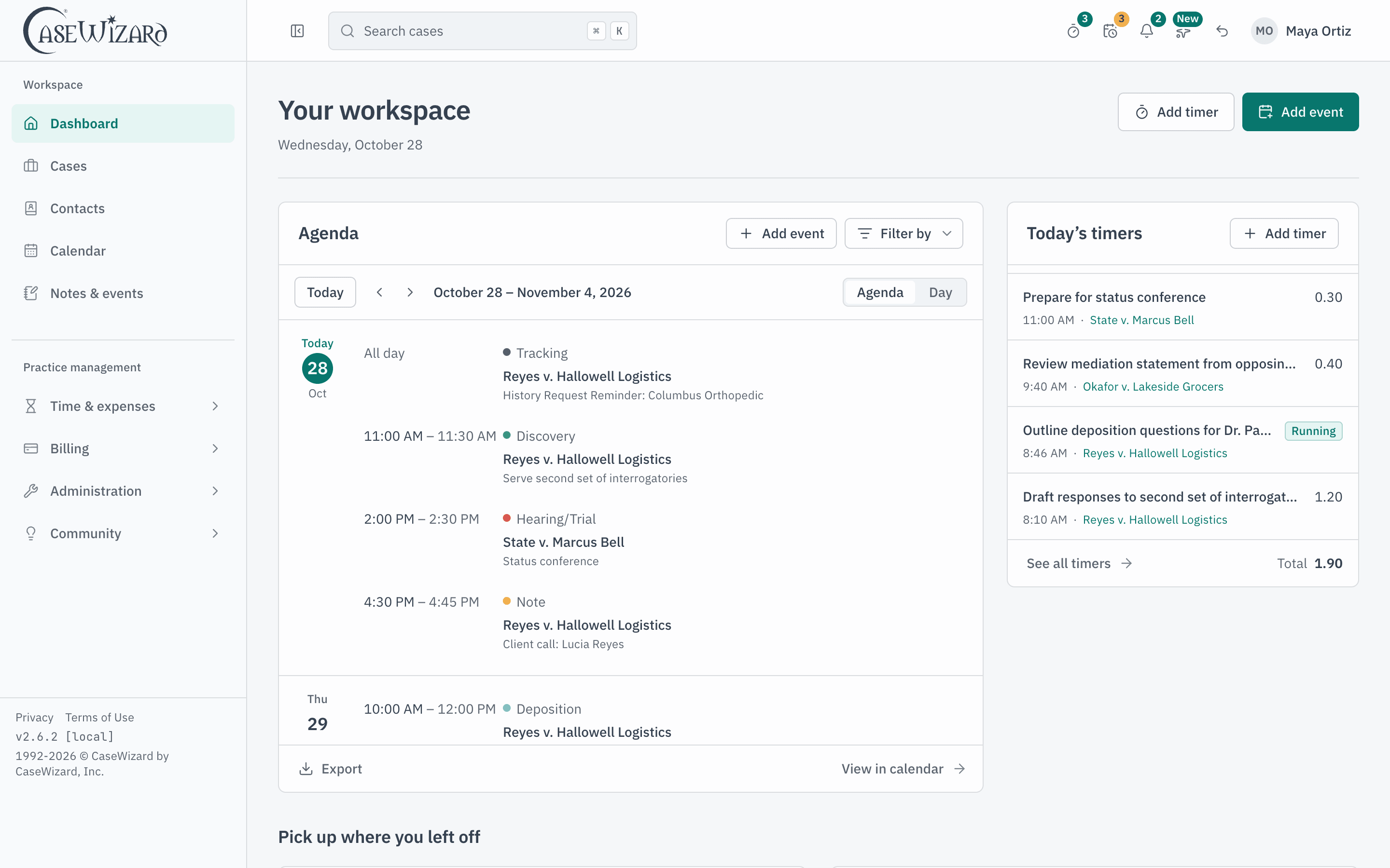 A preview of the redesigned CaseWizard dashboard, in early access